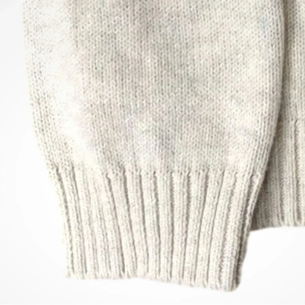 Izod Cream Fair Isle Zip Mock Neck Sweater with Navy Accents B13 - Picture 3 of 3